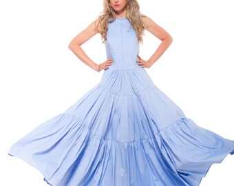 Bohemian Clothing, Plus Size Formal Dress, Cotton Blue Dress, Maxi Dress, Romantic Women Dress, Tank Dress, Long Maxi Dress, A-Line Dress