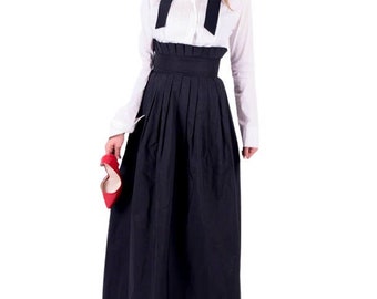 High Waisted Edwardian Taffeta Skirt, Plus Size Maxi Skirt, Long Black Ballgown Skirt, Formal Floor Length Skirt, Summer Cocktail Skirt