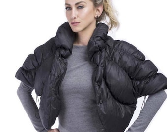 Black Winter Jacket, Cropped Puffer Jacket, Plus Size Clothing,Black Puffer Coat,Extravagant Jacket,Avant Garde Jacket, Fall Fashion 2026