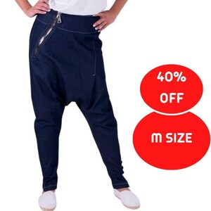 40% SALE Size M, Jeans Pants, Denim Pants, Harem Pants, Women Pants, Baggy Pants, Plus Size Clothing, Drop Crotch Pants, Plus Size