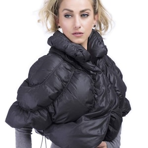 Puffer top cape coat