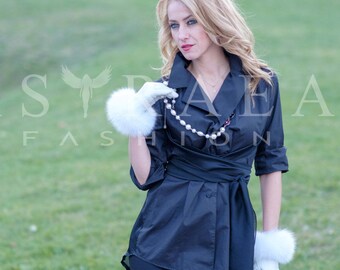 Blusa larga de gasa negra de talla grande, elegante túnica con cinturón, camisa asimétrica de fiesta para mujer con cinturón, blusa informal de negocios
