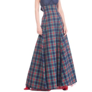 Tartan Maxi Skirt, Plaid Skirt, Fall Style, Edwardian Skirt, Walking Skirt, Womens Clothing, Plus Size Skirt, High Waisted Skirt
