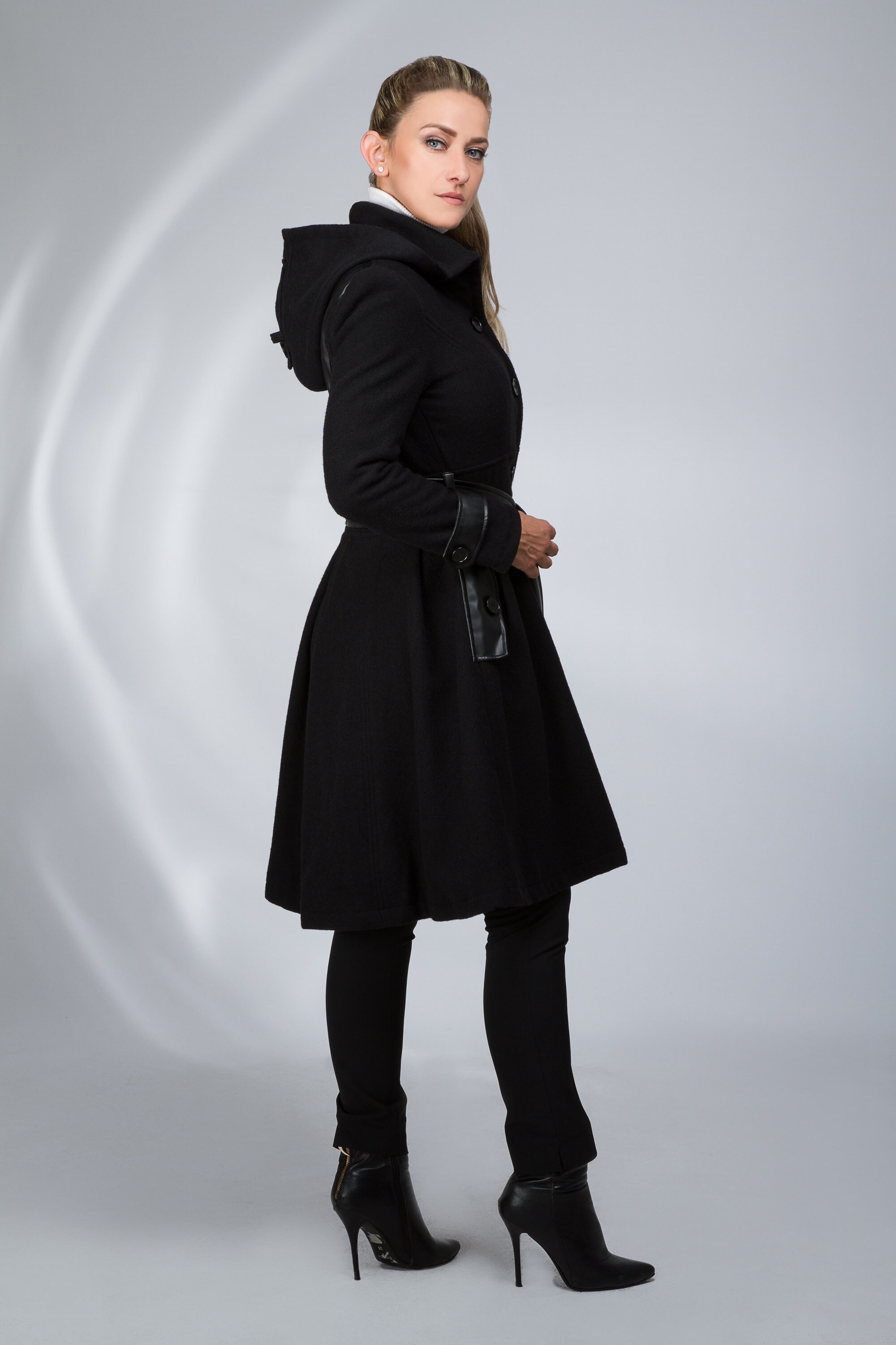 Hooded Black Coat - Etsy