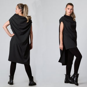 Cowl Neck Tunic, Sleeveless Tunic Dress, Plus Size Clothing, Gothic Tunic, Tunic Women, Asymmetric Tunic Dress, Wool Tunic, Plus Size Top