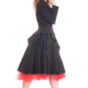 Schwarzer Mantel Frauen, Schwarzer Trenchcoat, Asymmetrischer Mantel, Gothic Kleidung, Extravaganter Mantel, Petticoat Schwarz, Viktorianische Kleidung, Wintermantel
