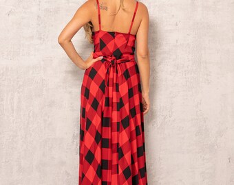 strapless open back dress Threadbare Women's Red Check Flannel Peter Pan Collar Ladies' Shirt Dress