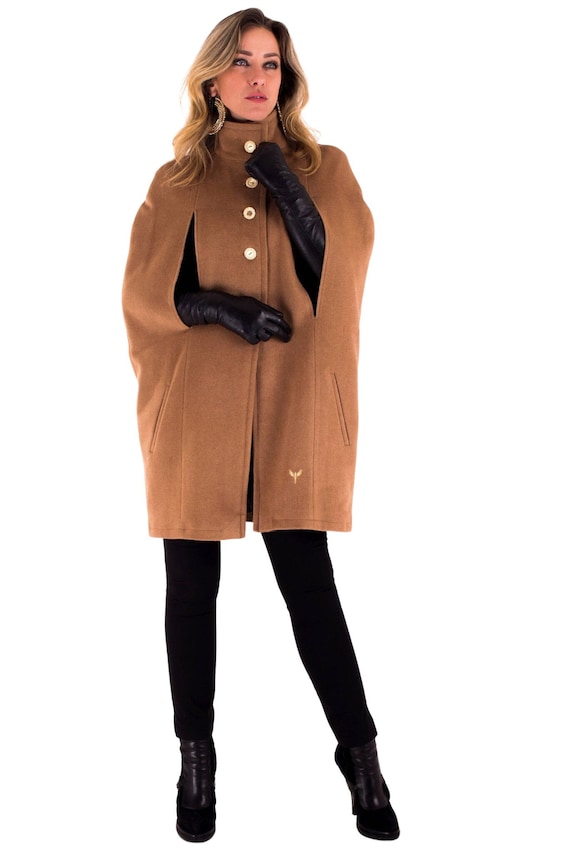 manteau cape camel femme