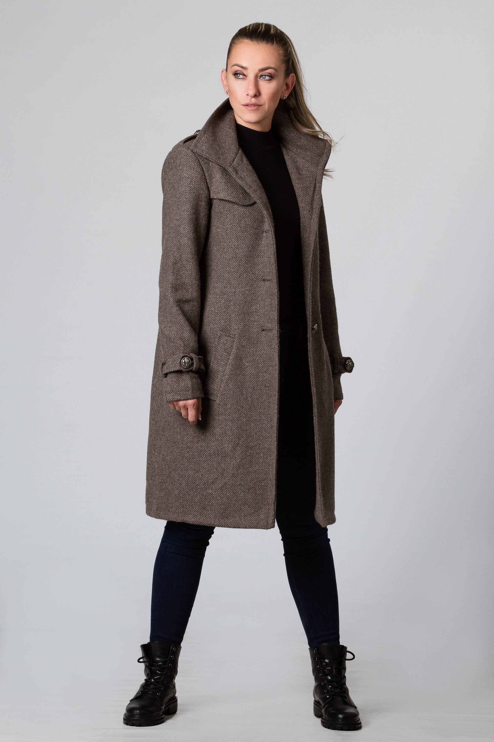 Wool Winter Coat Plus Size Cashmere Coat Women Knee Length Etsy