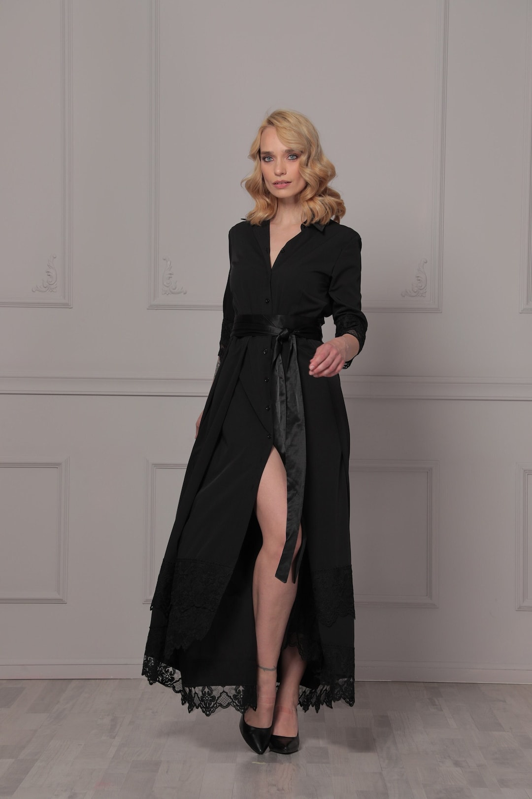 black prom dress simple MACloth Straps V Neck Taffeta Black Formal Gown Simple Prom Dress Custom Color / Above Knee / US6