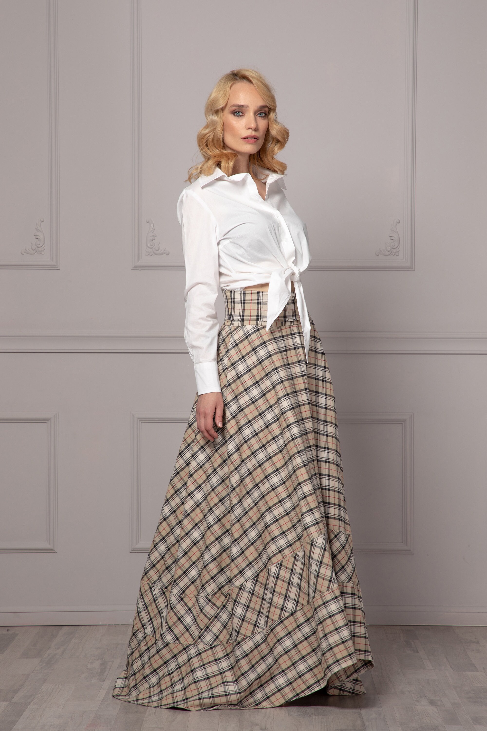 スカート BURBERRY Women Long Skirts 8072129 Beige BURBERRYS Long Skirt Nova Check Beige Women's Size XS From