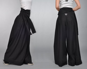 Linen Palazzo Pants, Japanese Clothing, Wide Leg Pants, Womens Clothing, Maxi Linen Trousers, High Waisted Flowy Pants, Full Length Culottes