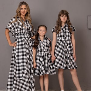 Abito tartan, abito junior, abbigliamento per bambini, abiti coordinati per la famiglia, abito a quadri, abito camicia per bambini, abito per ragazzi, abito per servizio fotografico di famiglia