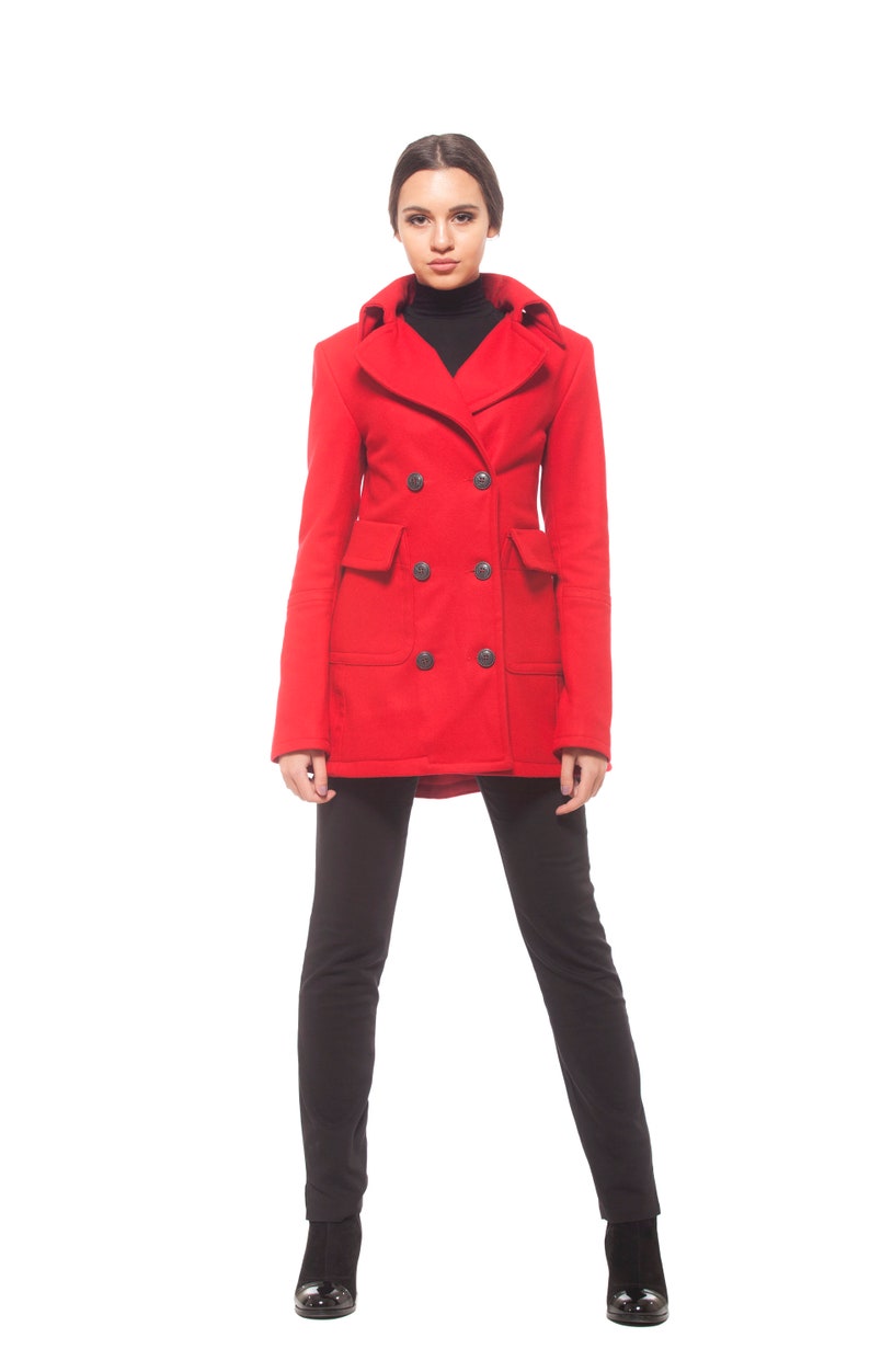Wool Coat Red Coat Winter Coat Cashmere Coat Plus Size Etsy
