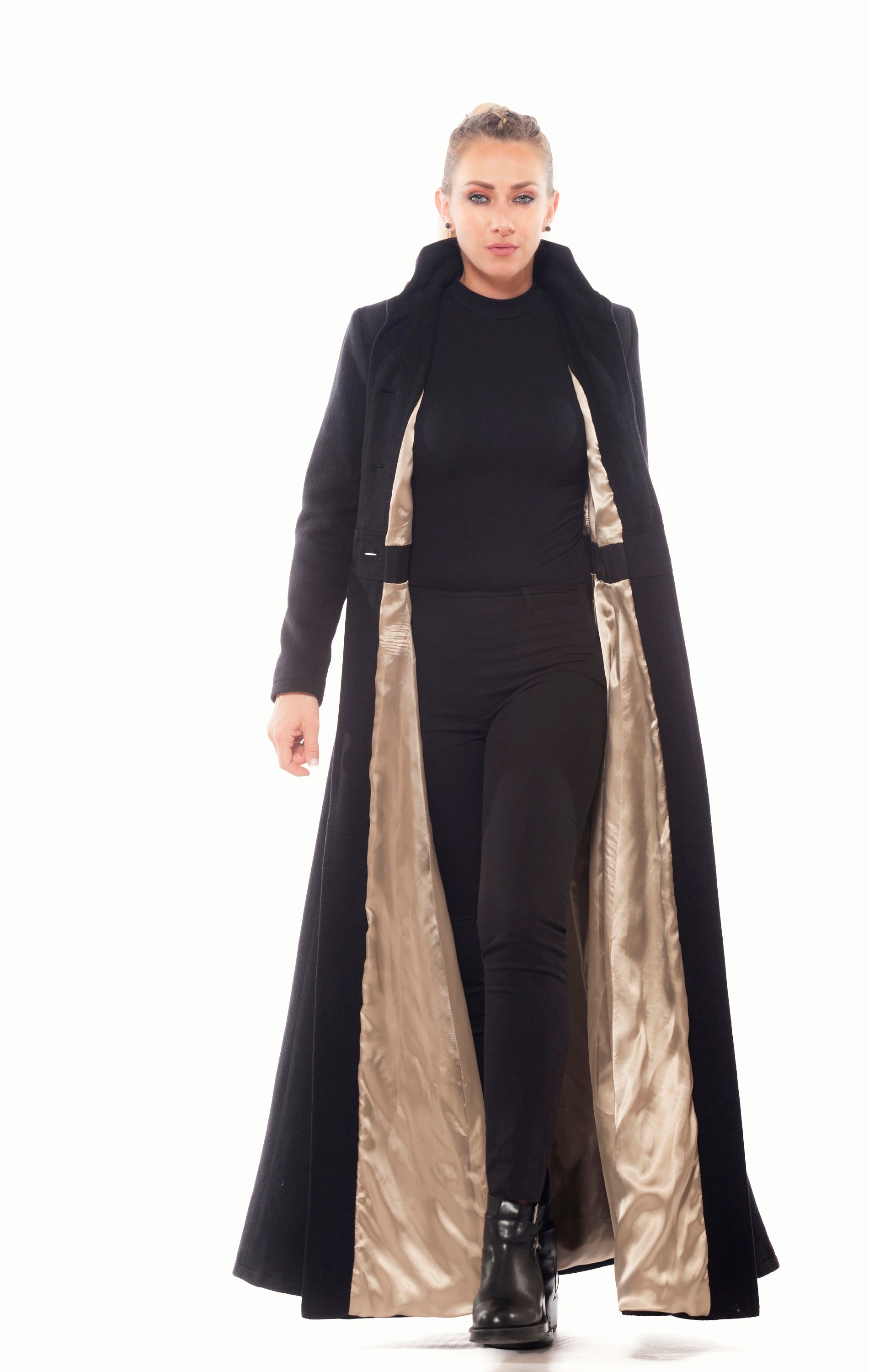 Cashmere Coat Long Black Coat Wool Coat Winter Coat Plus | Etsy