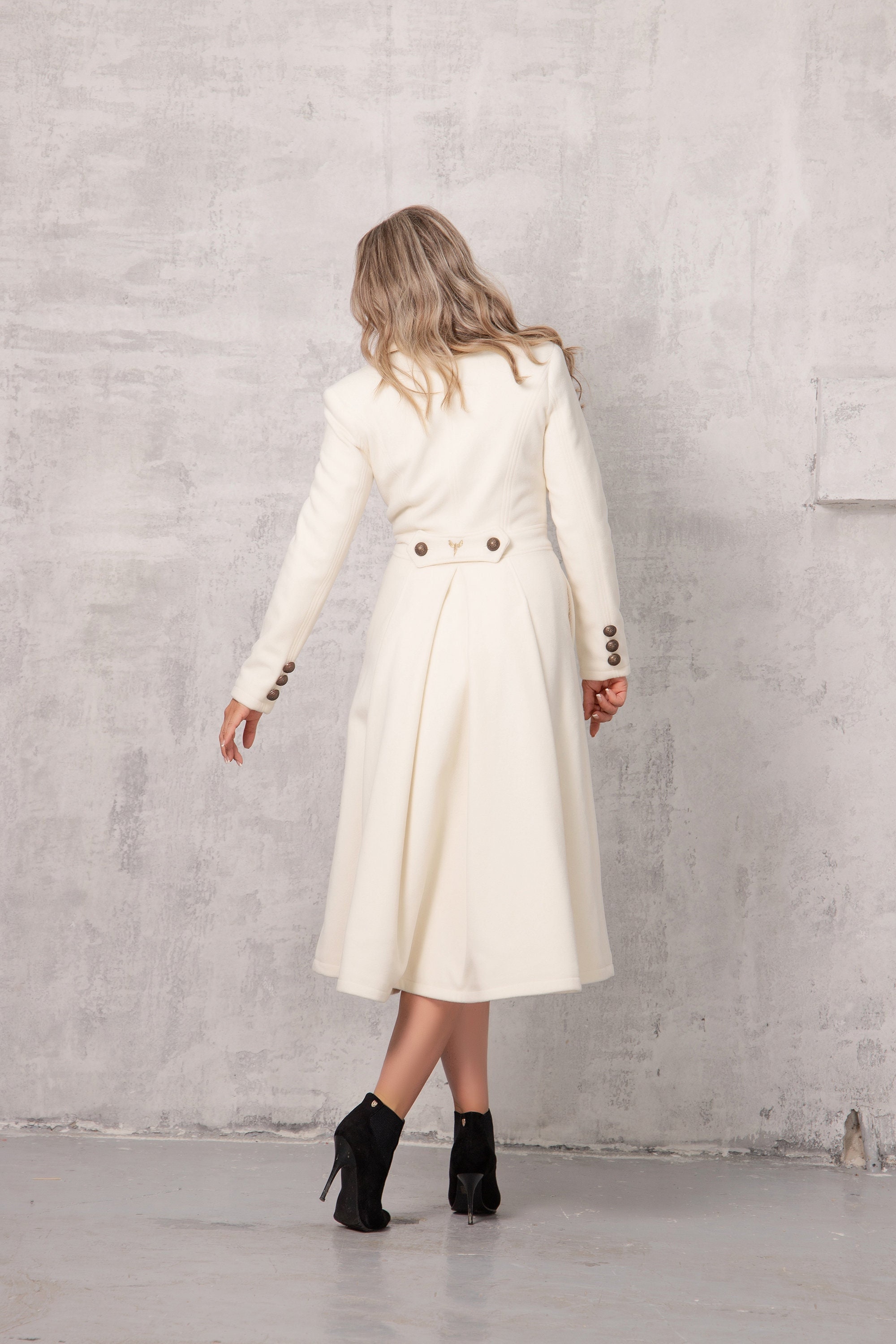 Wool Swing Coat Women, Winter Coat Plus Size, White Coat With