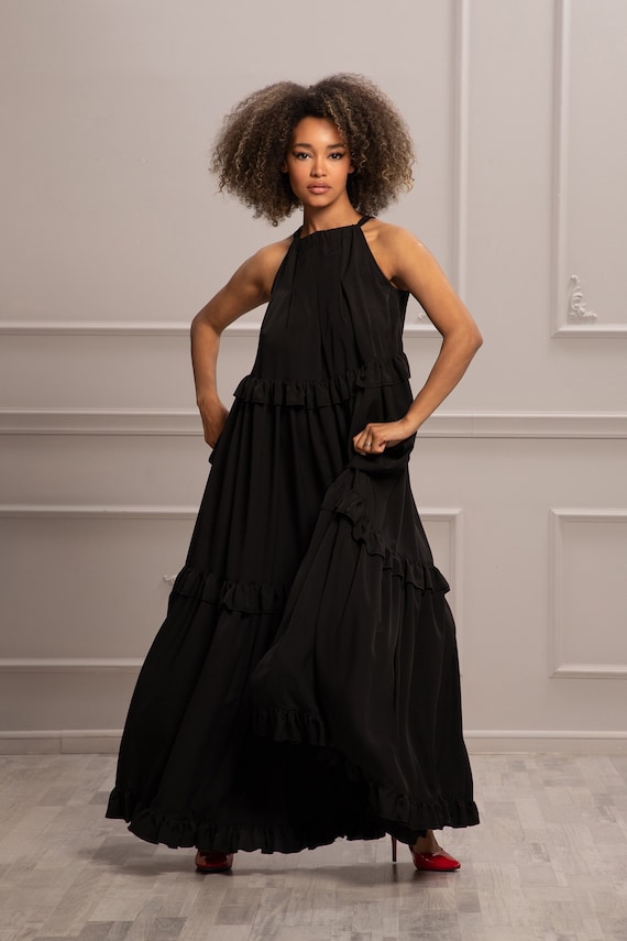 Black Kaftan Dress, Wedding Guest Dress,Formal Dress, Womens Clothing, Evening Party Dress, Cocktail Dress, Mother Of The Bride, Spring