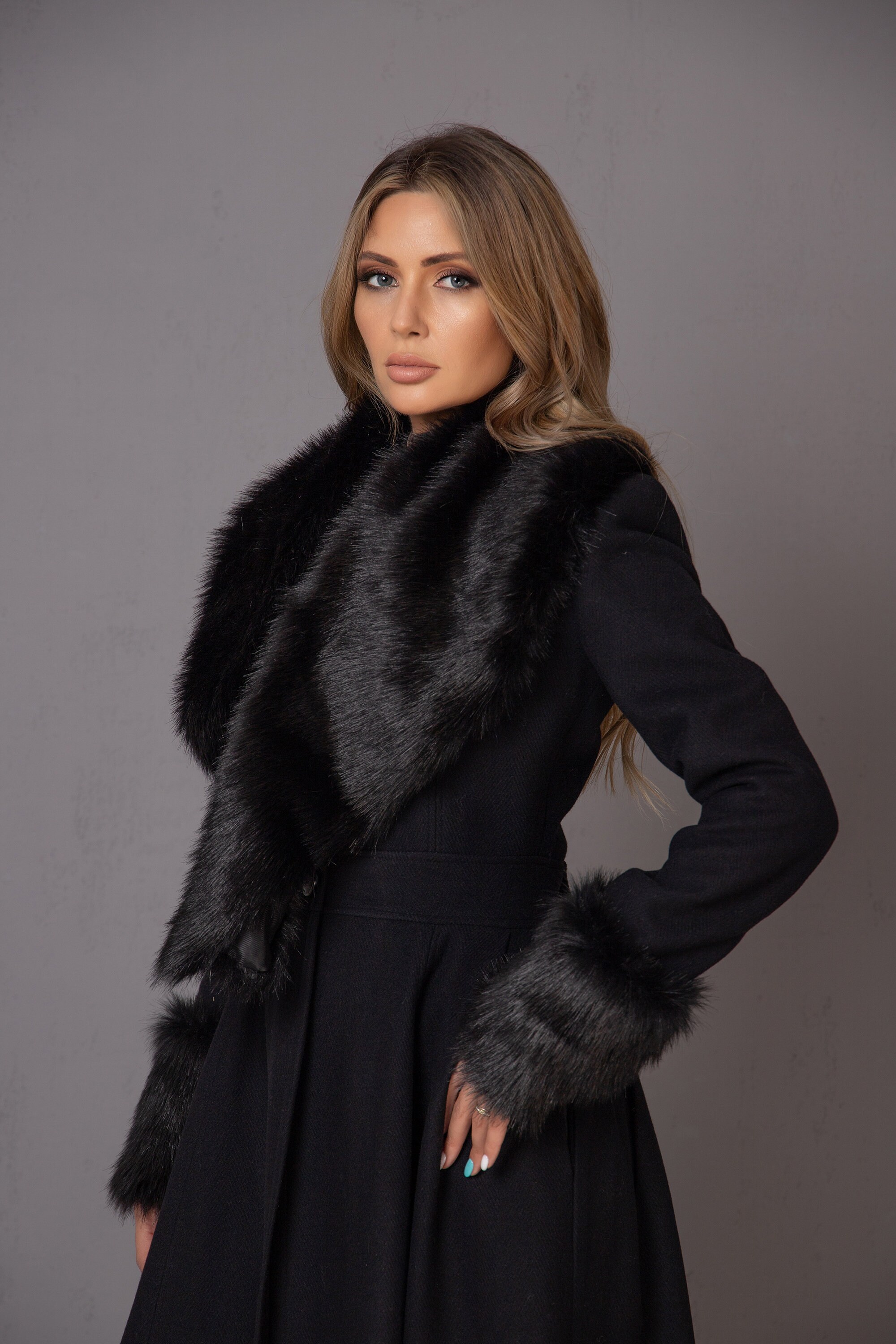 Princess Tailored Black Jacket Coat With Velvet Cuffs & Velvet