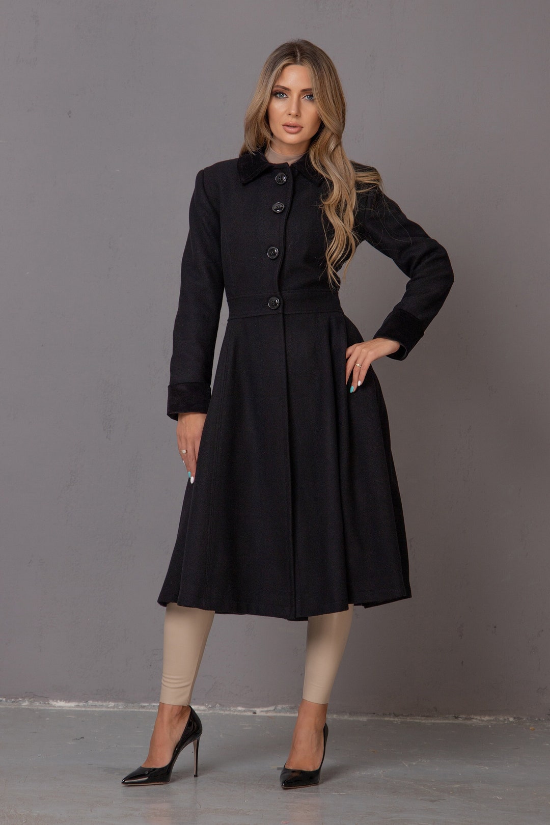 Princess Tailored Black Jacket Coat With Velvet Cuffs & Velvet