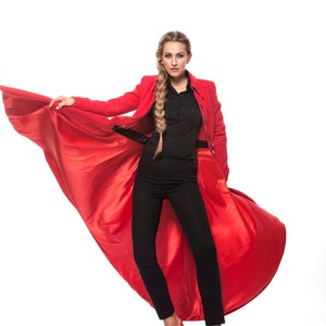 Red Princess Coat,  Spring Style, Women Outerwear, Maxi Wool Coat, Winter Style, Womens Clothing, Wool Cashmere Coat, Red Overcoat
