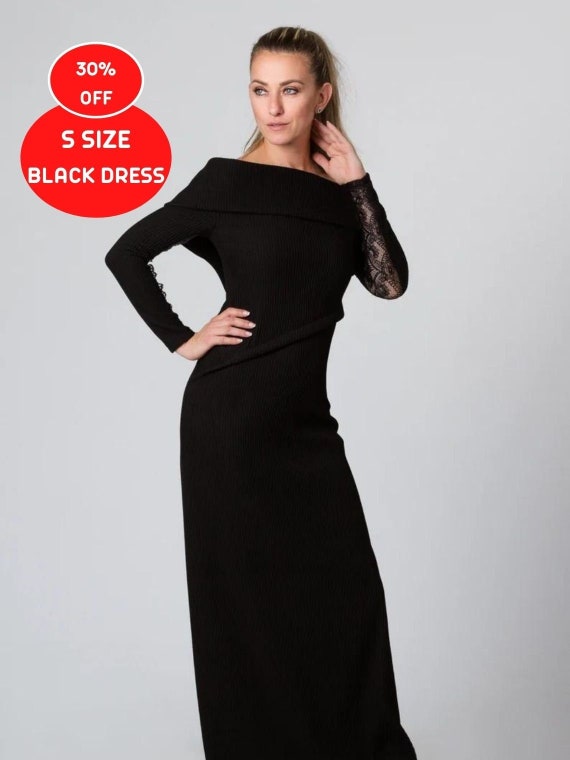Populair pariteit Signaal 30% KORTING Lange zwarte jurk in maat S Maxi jurk met kant - Etsy Nederland