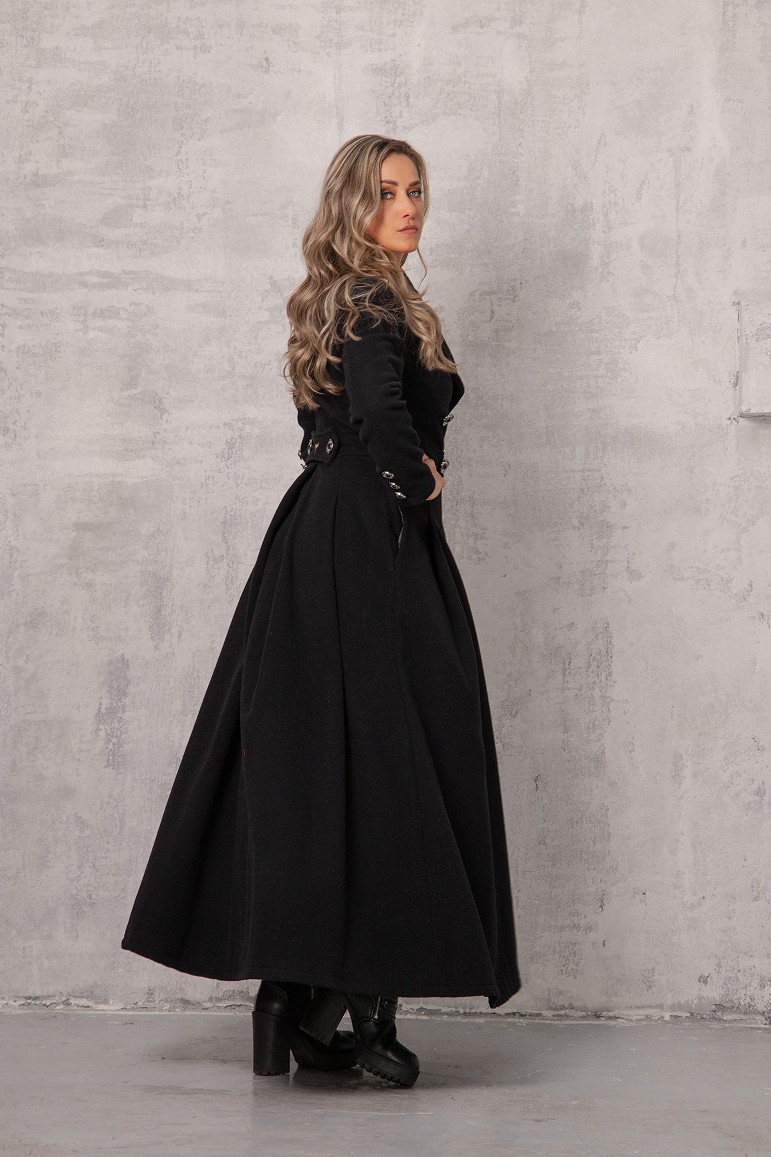Long Black Victorian Coat Floor Length Winter Wool Coat Maxi - Etsy