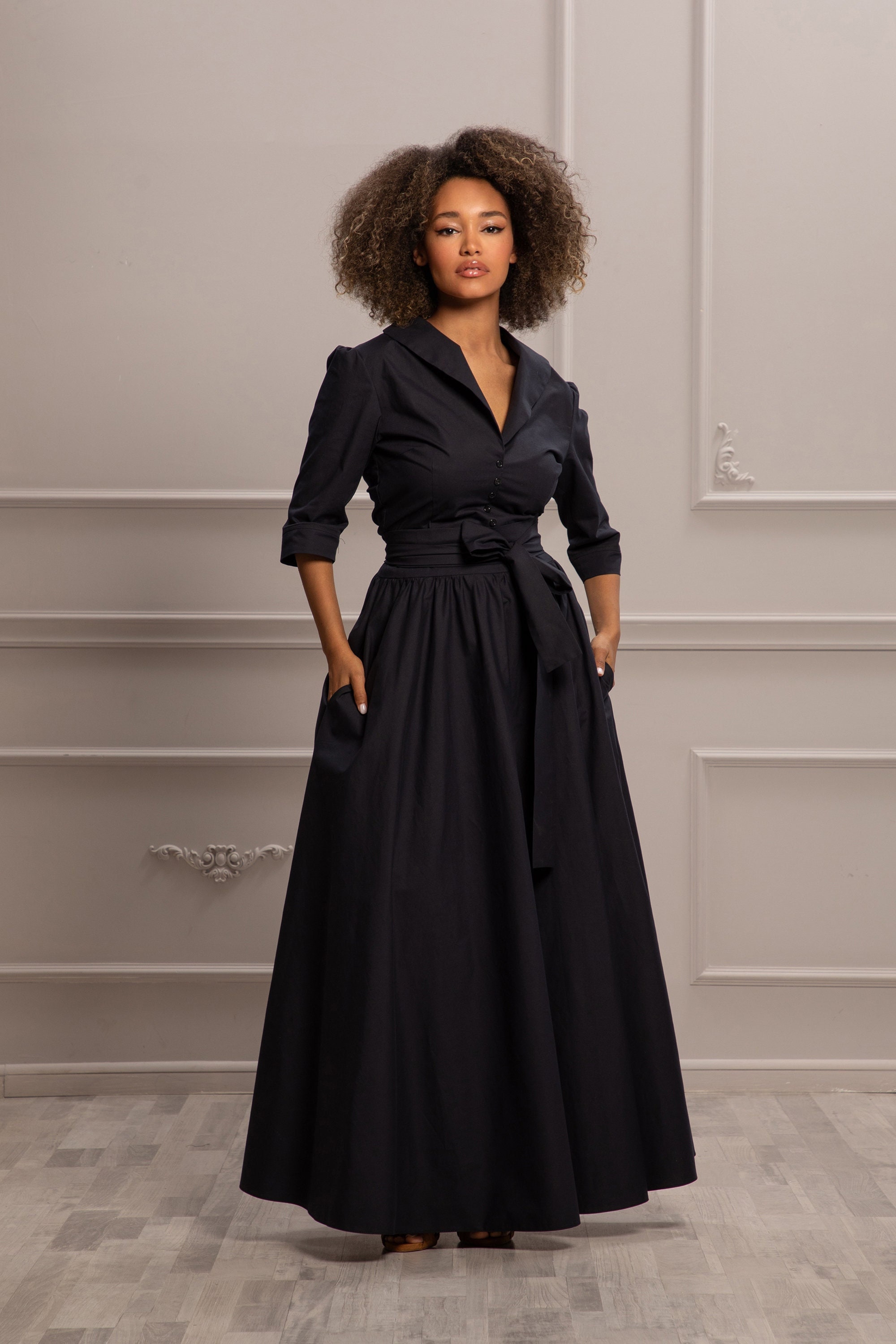 Wedding Guest Dress, Mother of the Bride, Dark Blue Maxi