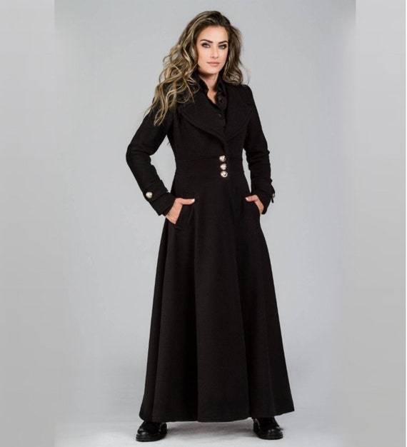 Victorian Coat, Winter Military Coat, Wool Designer Long Overcoat