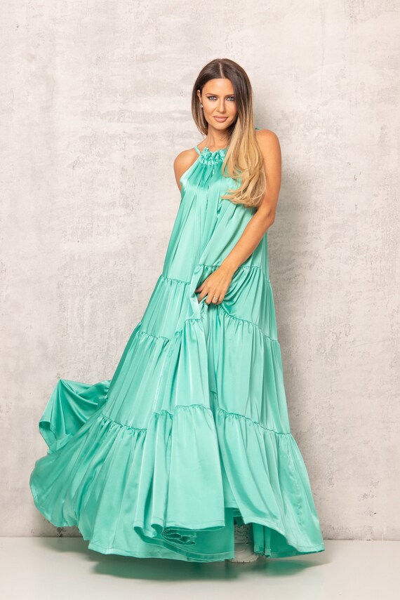 Maxi Abito Da Spiaggia Boho - Caftano Etnico Con Stampa Floreale, Maniche A Kimono
