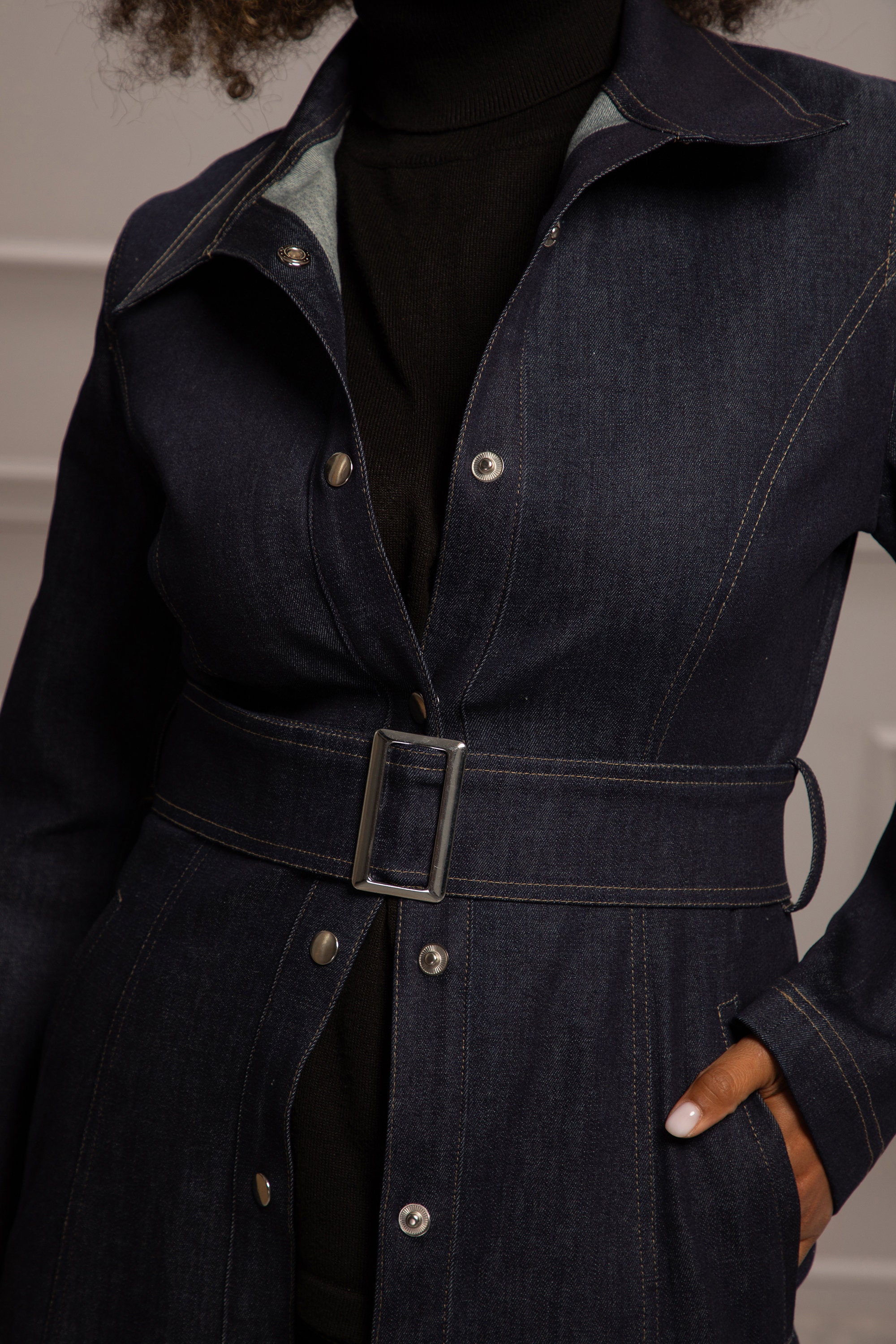 Denim Trench Coat, Floor Length Coat, Spring Jacket, Womens