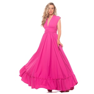 Pink Summer Dress, Floor Length Dress, Womens Clothing, Pink Formal Dress, Wedding Guest Dress, Cocktail Dress, Garden Party Dress,Plus Size