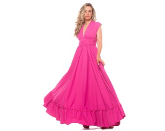 Pink Multiway Infinity Dress for Bridesmaids ~ Goddess Dress for Summer Wedding ~ 10 colors available -US PREPAID TARIFFS