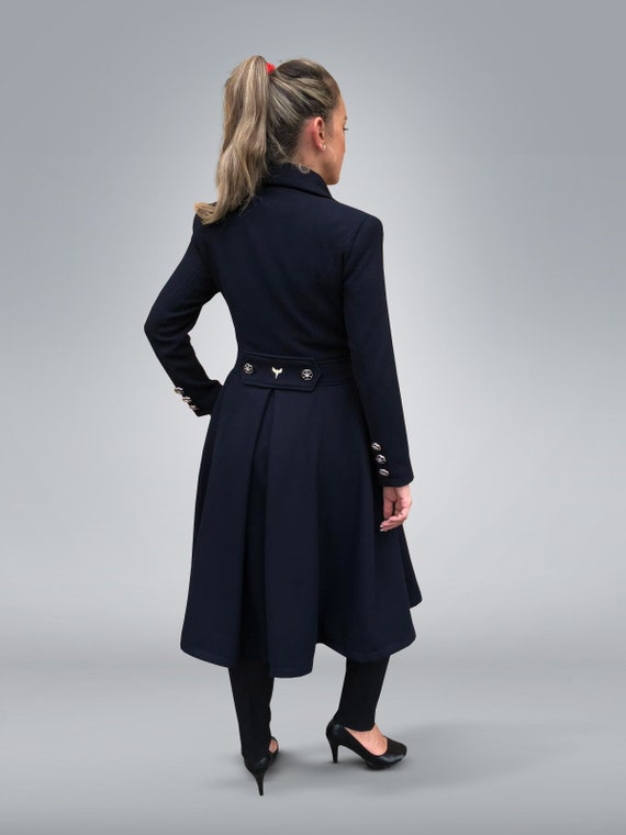 Victorian Fit and Flare Coat, Princess Wool Swing Coat, Gothic Style Frock  Overcoat, Wool Skirted Jacket Coat, Petite Rockability Midi Coat 