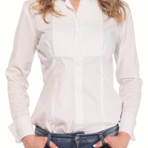 White Cotton Shirt, Women Shirt, White Top, Long Sleeve Top, Elegant Shirt, Extravagant Shirt, Cotton Shirt, Office Outfit, Plus Size Top image 4