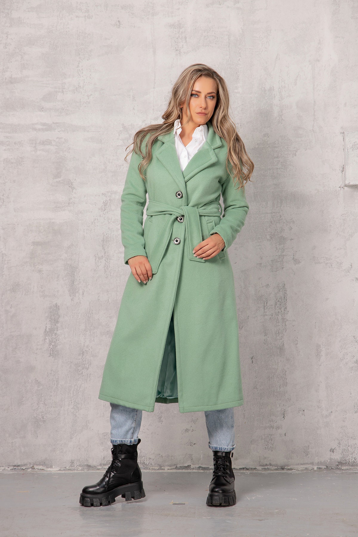 Sea green best sale coat