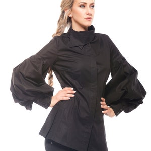 Black Blouse Women, Gothic Clothing, Puff Sleeve Blouse, Black Shirt, Victorian Clothing, Black Extravagant Shirt, Loose Styles, Plus Size