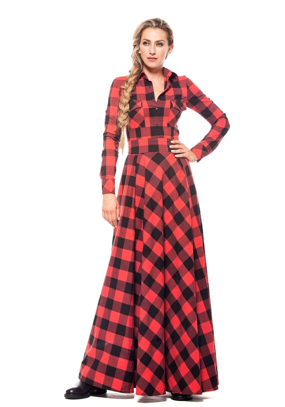 plaid plus dress