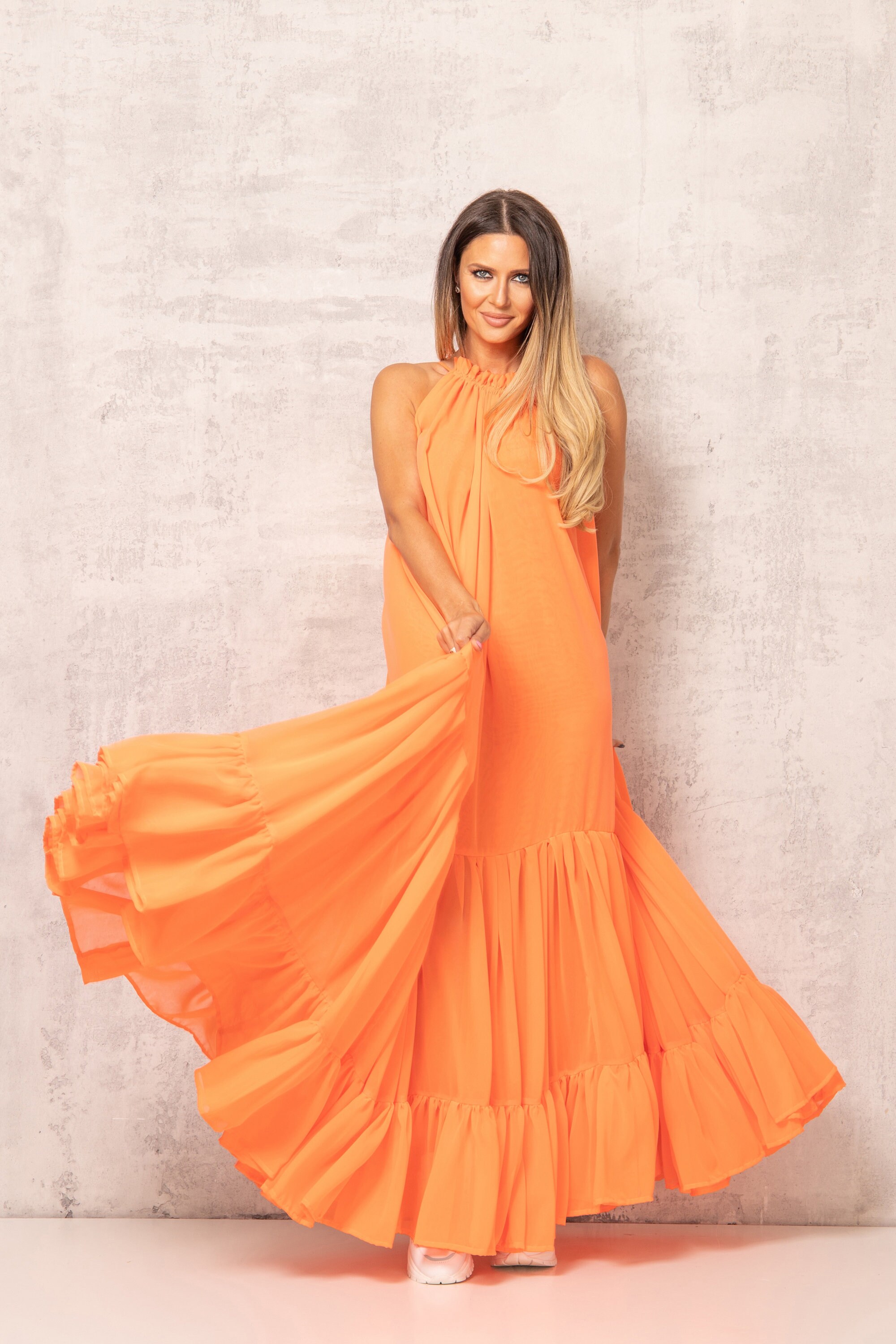 Fairy Sundress, Wedding Guest Dress, Orange Flowy Dress, Floor Length Dress,  Plus Size Kaftan Dress, Full Length Dress, Womens Clothing - Etsy