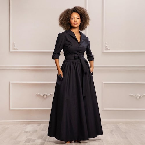 Wedding Guest Dress, Mother of The Bride, Dark Blue Maxi Dress, Womens Clothing, Engagement Party Dress, Elegant Formal Dress,Cocktail Dress