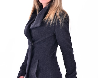 Winter Coat, Wool Coat Women, Warm Coat, Plus Size Clothing, Fleece Coat, Grey Overcoat, Women Fashion, Wool Clothing, Fall Coat, Boho Coat