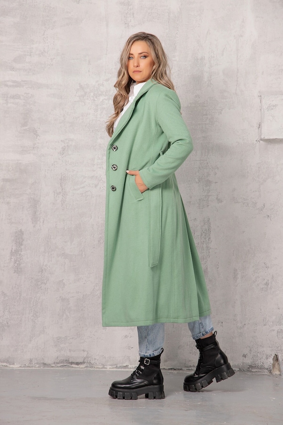 Buy Sea Green Womens Coat Winter Coat With Belt Minimalist Coat Winter Overcoat Long Cashmere Coat Womens Clothing Plus Size Coat Elegant Online in India Etsy