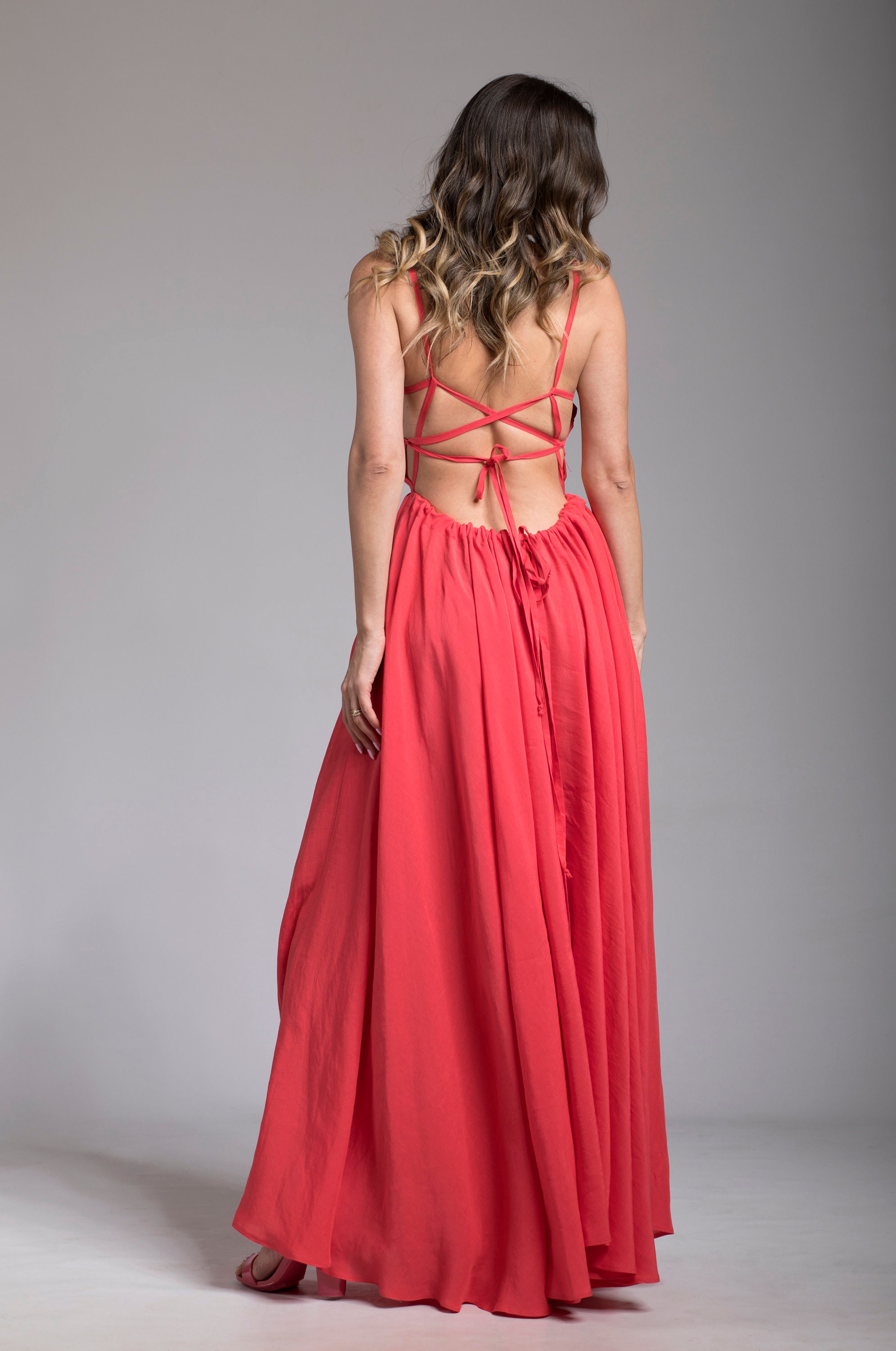 chinese dress ladies Rachel Allan 70424 Prom Dress - Coral/Gold main image 1