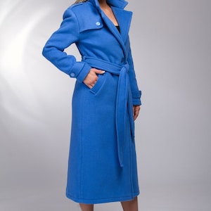 Royal Blue Wool Coat, Winter Cashmere Jacket, Plus Size Clothing, Women Cashmere Coat, Long Winter Coat, Belted Coat, Elegant Coat, Astraea