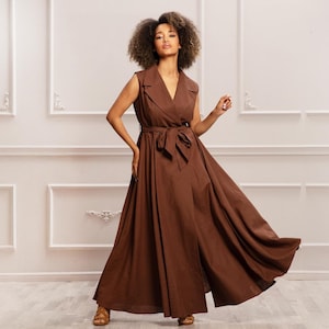 Wedding Guest Dress, Linen Wrap Dress, Mother Of The Bride, Spring Style, Womens Clothing, Mid Century Modern, Linen Clothing, Plus Size