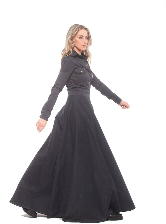 black shirt dress maxi