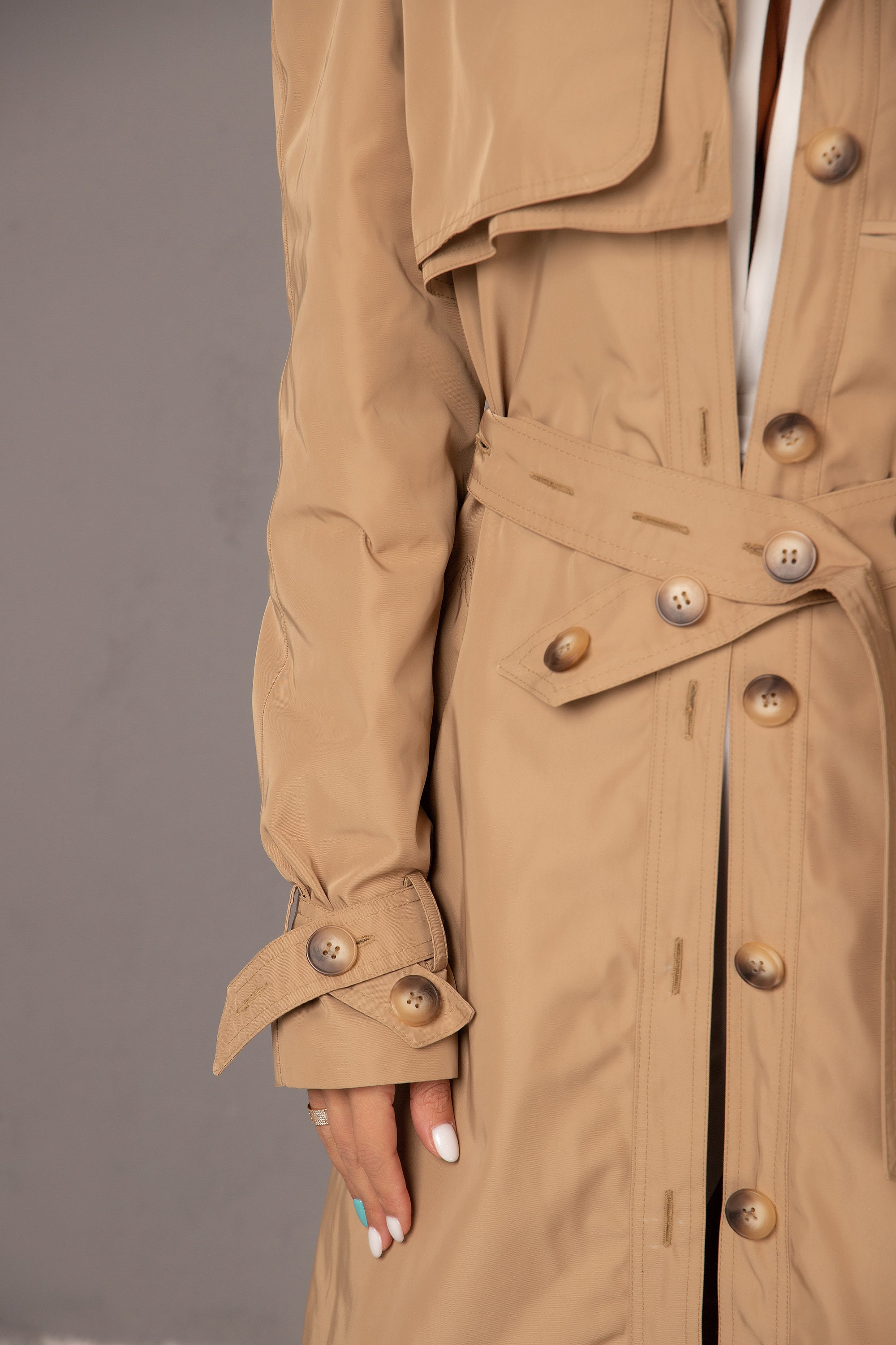NEW TRENCH COAT Long Beige Jacket for Spring/fall