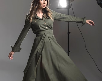 Long Linen Dress, Maxi Shirt Dress with Long Sleeve ~ Linen Handmade Clothing in 15 colors ~ Linen Summer Clothes great Wedding Guest Outfit