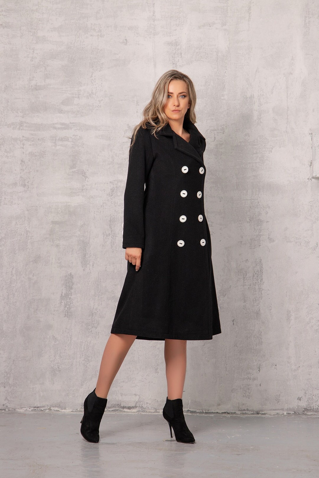 Kaschmirmantel Schwarze Mantel Lang Damen Cashmere Schwarzer Damen