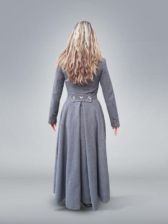 Long Princess Coat, Fit and Flare Coat, Victorian Coat, Wool Overcoat, Full Length Coat, Womens Clothing, Jackets And Coats, Double Breasted