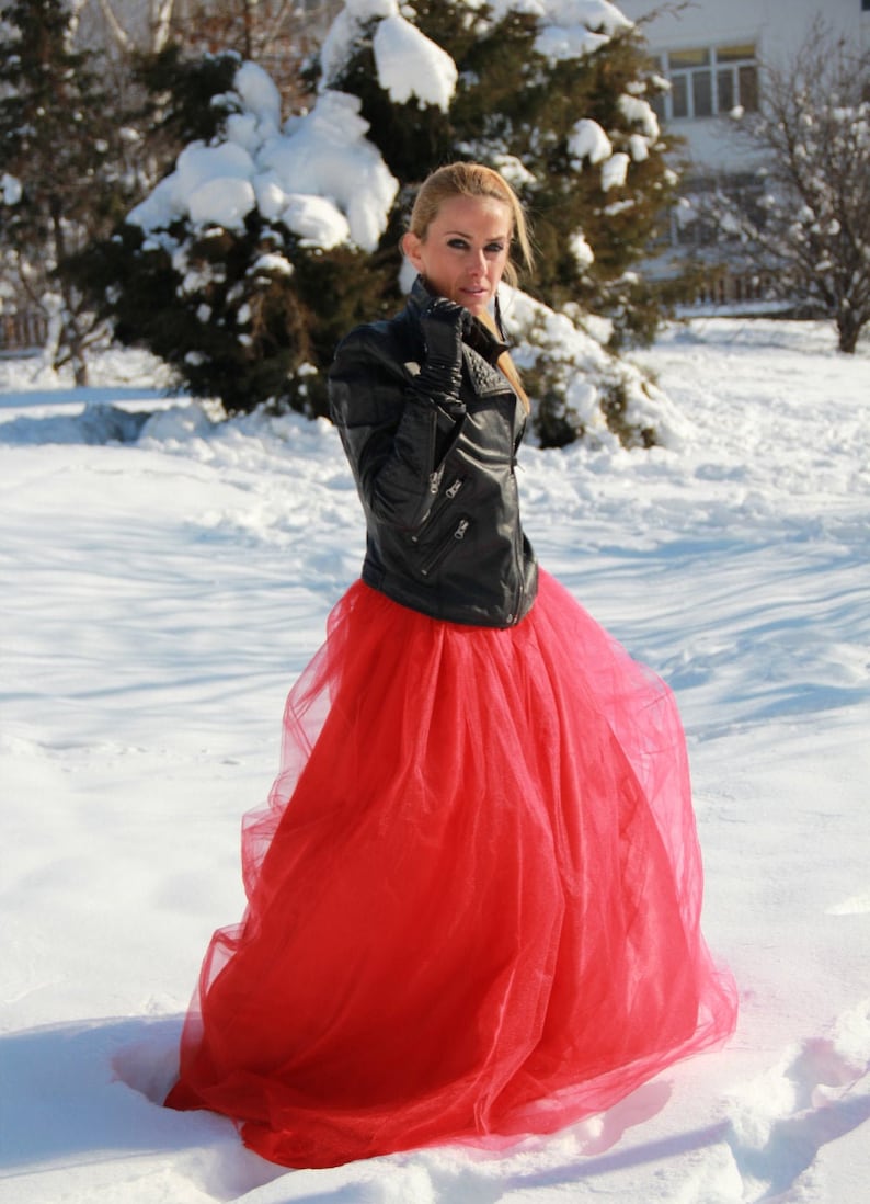 Red Tulle Skirt Tulle Maxi Skirt Plus Size Maxi Skirt Long Etsy